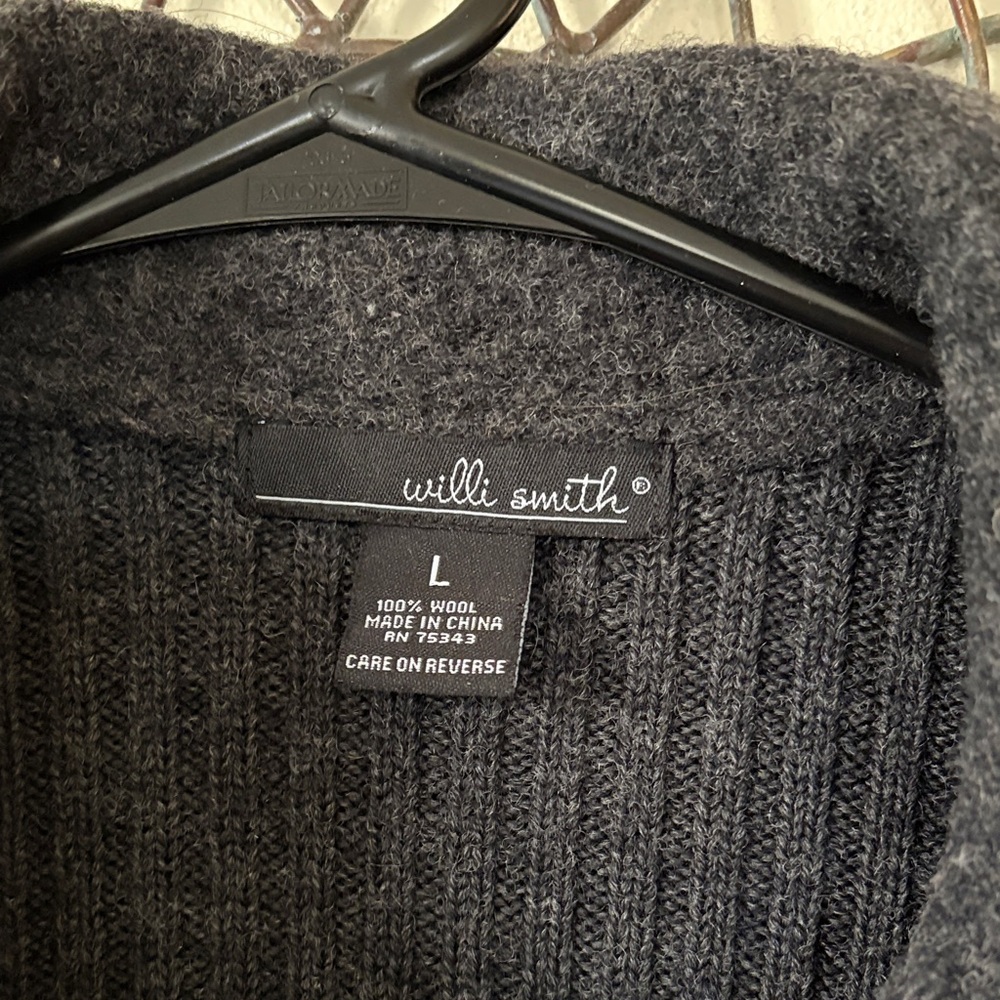 Willi Smith Black Ribbed Wool Button Cardigan - image 2